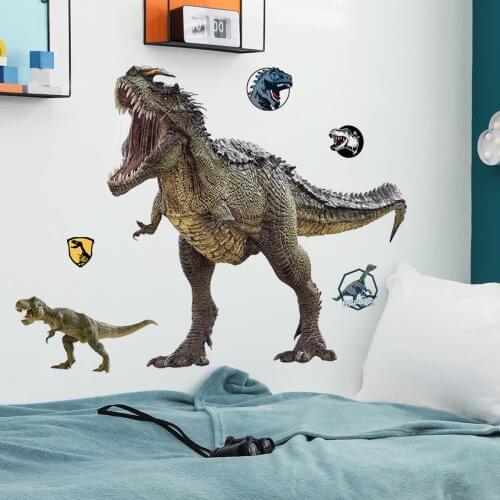 Creative Dinosaur Wall Stickers Kids Room Boy Bedroom Decor Cartoon Animal 3D Wallsticker DIY Children Room Decoration Aesthetic