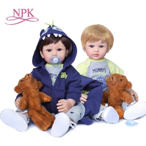 NPK 60cm lifelike reborn toddler girl dolls newborn doll boy gift reborn dolls babies toys realistic soft silicone
