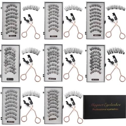 8 Pcs/2 Pairs Magnetic Eyelashes With Applicator Natural Long Wispy No Glue Needed Eyelashes Reusable Eye Makeup Handmade Tools