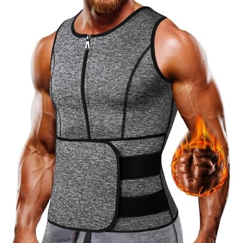 Men Shapers Sweat Sauna Vest for Waist Trainer Corset Zipper Neoprene Tank Top, Adjustable Sauna Workout Body Shape Zipper Suit
