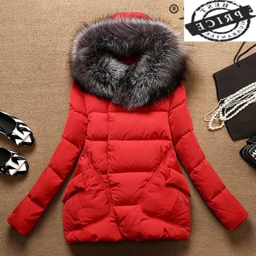 2021 New 20% Duck Down Jacket + Large Fox Fur Hooded Long Sleeve Winter Coat Female Korean Thick Warm Coats Hiver YRF660a