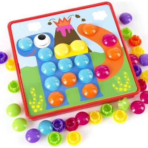 New 3D Puzzles Toy Colorful Buttons Assembling Mushrooms Nails Kit Baby Creative Mosaic Picture Puzzles Board Educational Toys