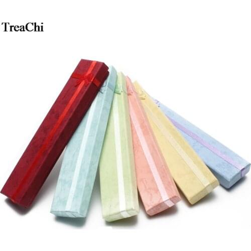 Wholesale Fashion Color Paper Jewelry Packaging Organizer Box Ractangle Ribbon Bracelet Pendant Necklace Storage Gift Box 12Pcs