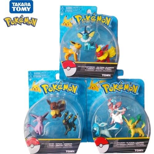 Genuine 3Pcs POKEMON Action figure Eevee Vaporeon Jolteon Flareon Espeon Umbreon Leafeon Glaceon Sylveon Pocket Monster Gift