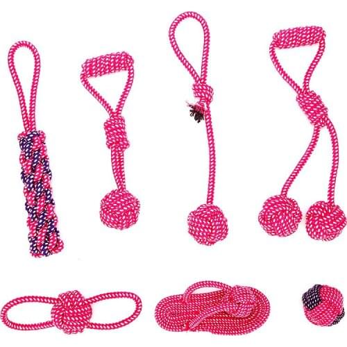Pets Dog Toys Bite Resistant Cotton Ball Stick Knot Rope Toy Interactive Puppy Chew Teeth Cleaning Toys For Dogs Cats