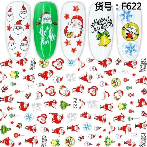 Santa Claus Gift Star adhesive 3d nail sticker foil nails art decoration cute cartoon designs nail decals manicure supplies tool