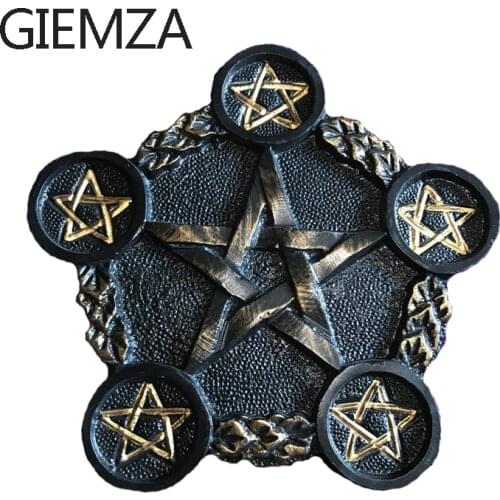 GIEMZA Pentagram Candle Holder Altar Decoration Witchcraft Candlestick Sorcery Five-pointed Star Candlesticks 15cm