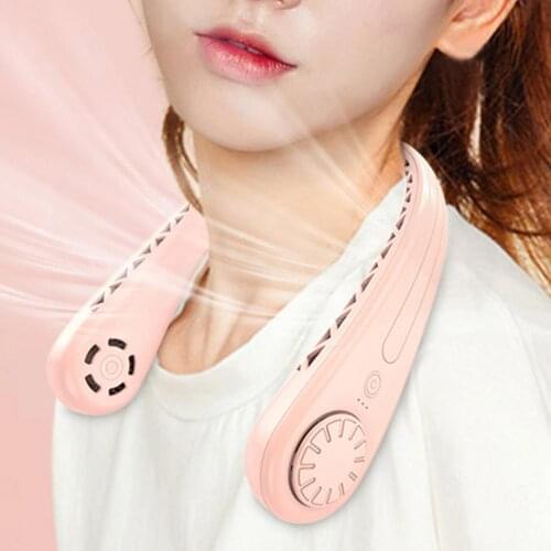 Hanging Neck Fan Quiet Bladeless Hands Free Necklace Mini Fan Portable Cooling Fan USB Charging 360 Degree Neckband Fan