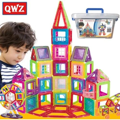 QWZ New Mini Magnetic Designer Construction Set Model & Building Plastic Magnetic Blocks Educational Toys For Children Gift
