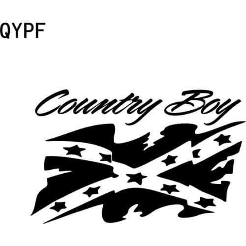 QYPF 16CM*10CM Country Boy Flag Interesting Vinyl Car Window Sticker Decal Black/Silver C15-0454