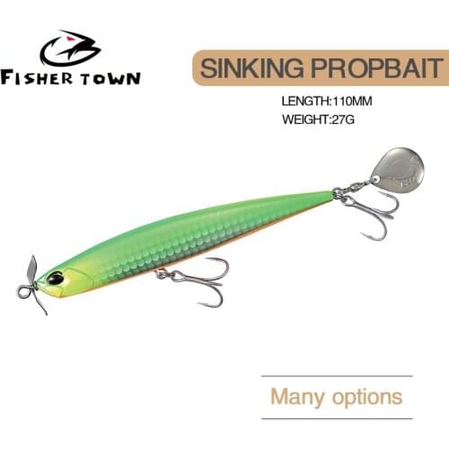 Fisher Town Fishing Lure Needle Stick Fishing Lure 110mm/27g Sinking Pencil 3D Eyes Artificial Bait Sea Bass Lures