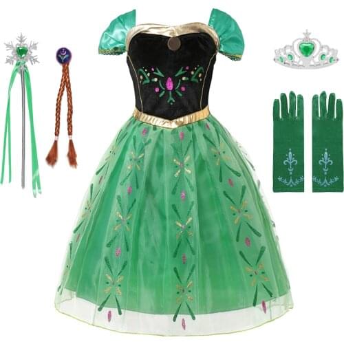 Cartoon Movie Child Snow Queen Anime Costume Princess Anna Dress Girls Elsa Anna Party Clothing Los Reyes Magos Carnival Costume