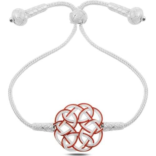 Silver 925 Sterling Red Kazaziye Hand Knitting Elevator Bracelet