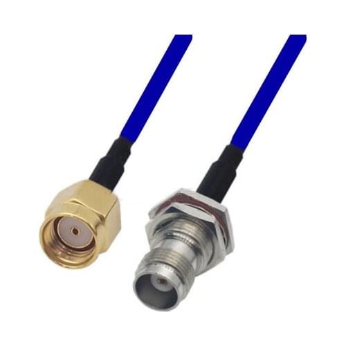 Blue Soft RG142 Double Shielded RP-SMA Male to TNC Female Bulkhead Connector RF Coaxial WIFI Antenna Coax Low Loss Cable 50ohm