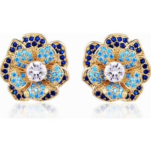 SINZRY fashion costume jewelry cubic zircon CZ solid flower vintage lady stud earrings for women