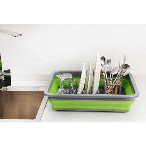 Foldable DIY Silicone Dish Rack Kitchen Storage Rack Drainer Plate Cups Stand Display Holder free shipping z19