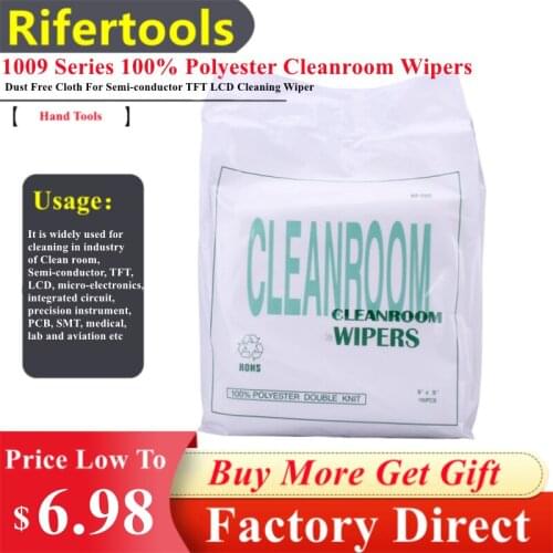Different Size 150pcs Each Bag 1009 Series 100% Polyester Cleanroom Wipers Class 100 Dust Free Cloth For Semi-conductor TFT LCD