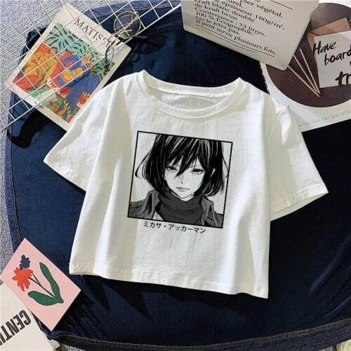 Streetwear Aesthetic Y2K Shingeki No Kyojin Cropped Top Anime Attack On Titan Graphic T Shirt Women Short Sleeve Crop Top Female