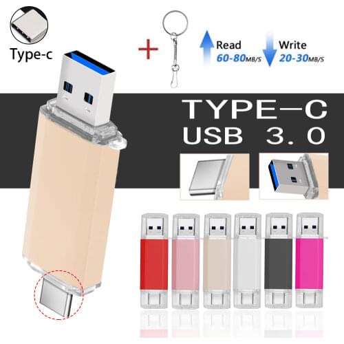 Custom logo Waterproof usb 3.0 Type-C pen drive 64GB 128GB usb memory stick 256GB pendrive 512GB adapter cle usb flash drive