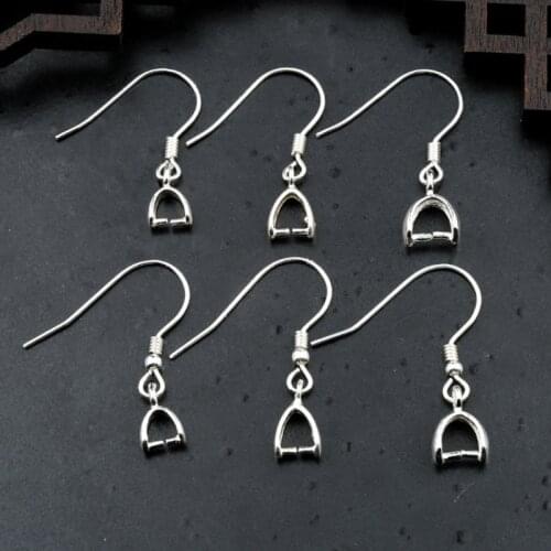 2pcs 925 Sterling Silver Earring Hook Clasp Semi-finished Silver Ear Hook Trays With Pendant Clip DIY Jewelry Findings For Women