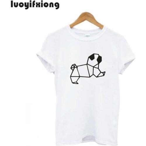 Pug Origami Graphic Outfits Women Tshirt Shirt Casual Short Sleeve Tee Women Tops Stylish Tee Short Sleeve Tshirt Women Shirts