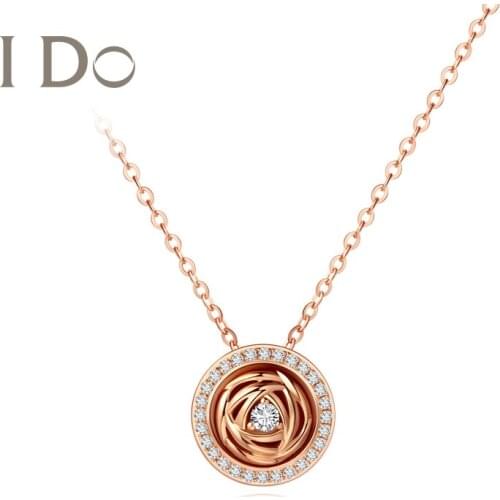 I Do Flower Series 18 K Gold Genuine Diamond Necklace Fine Jewelry Natural Diamond Love Gift Flower Pandent Necklace