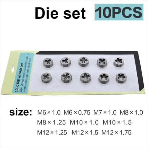 10pcs/set M6~M12 Die set thread die set Round Die set