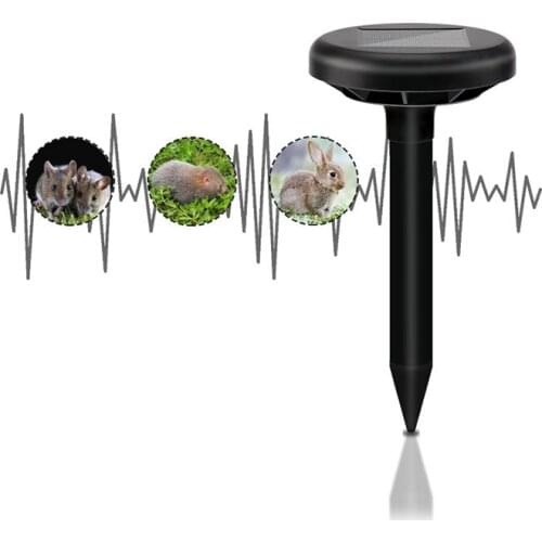 2 Pcs Solar Powered Ultrasonic Sonic Mouse Mice Mole Pest Rodent Mosquito Repeller Repellents Yard Outdoor Garden Pest Control