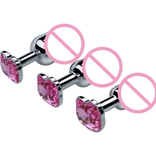 3 Size Anal Plug Heart Stainless Steel Crystal Anal Plug Removable Butt Plug Stimulator Anal Sex Toys Prostate Massager Dildo