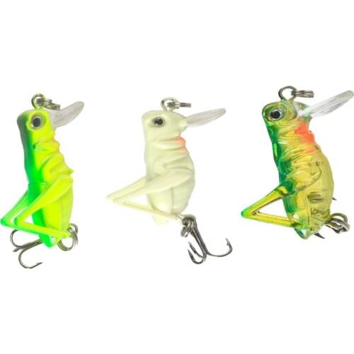 3Pcs Lifelike Insect Grasshopper Fishing Lures Baits Crankbaits Treble Hook Topwater