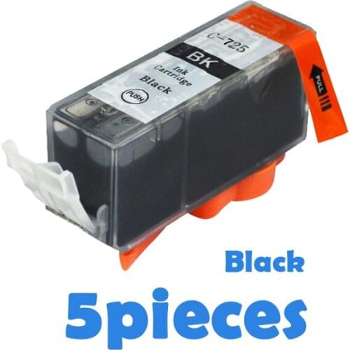5pcs Black PGI725 ink cartridges For canon PGI 725 PGI-725 IP4870 IP4970 IX6560 MG5170 MG5270 MG5370 MG6170 MG6270 MX886 printer
