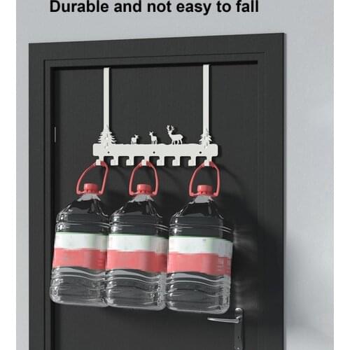 Over The Door 8 Hooks Door Hanging Hook Creative Deer Design Stainless Steel Space-saving Drilling-free Clothes Rack Towel Shelf