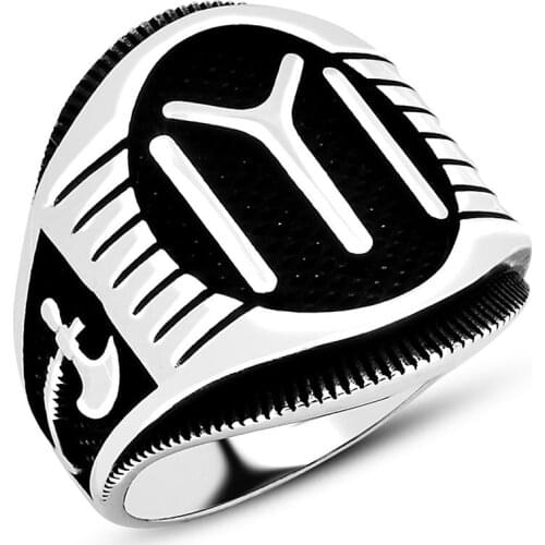 925 sterling Silver Kayi Length and Axe Detailed Ring