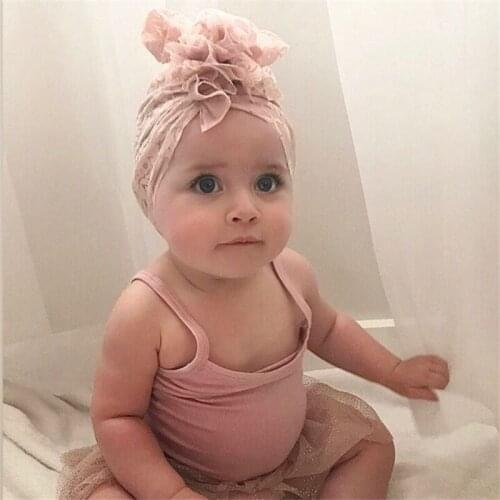 Girls hair accessories Bowknot lace hat baby turban cap Spring and summer baby beanies