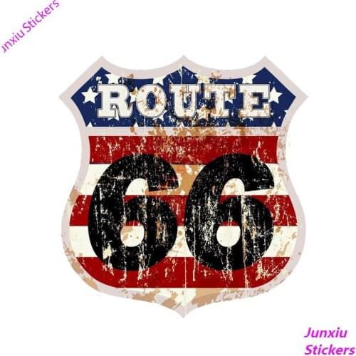 The Route 66 Off Road Car Stickers Motorcycle Decal Bumper Reflective for Bmw E46 Cover Scratches Auto Assessoires KK15*15cm