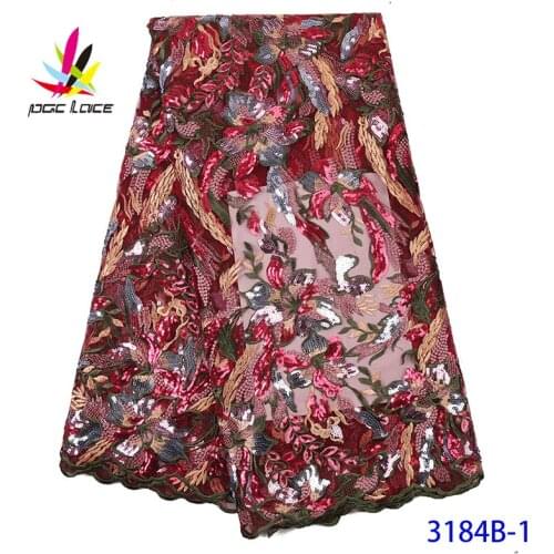 Sequin flower lace fabric nigerian Sequence heavy net good quality african lace fabric new style 2020