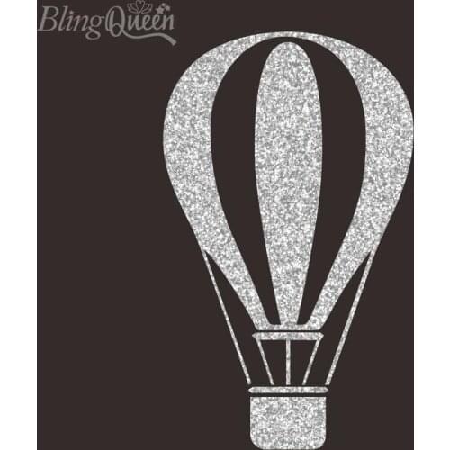 BlingQueen 12PCS/LOT Custom Glitter Iron On Vinyl Heat Transfers Patches HOT AIR BALLOON Design