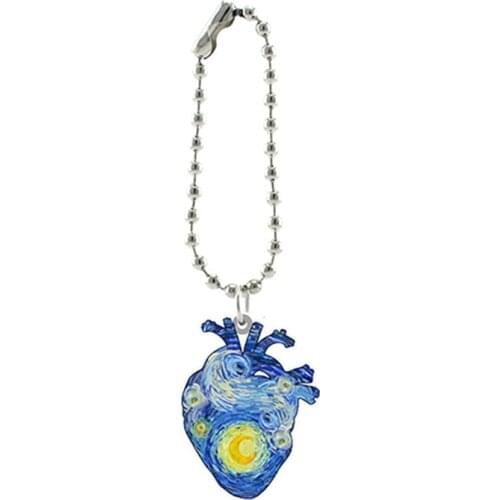 TAFREE Heart Shaped Resin Pendant Keychains 2021 Art Starry Sky Cardiac Flowers Key Holder Epoxy Heat-Shrink Sheets Tiny Jewelry