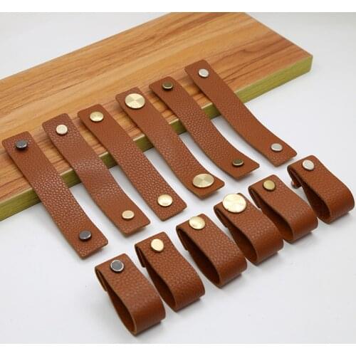 Bronze Leather Furniture Cabinet Handle Metal Brass Nordic Door Pull Cupboard Kitchen Wardrobe Drawer Dresser Closet Knob