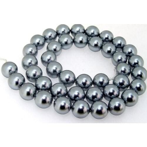 Unique Pearls jewellery Store,Strand Round Dark Gray Color Southshell Pearl Gemstone Loose Beads 10mm,LC3-0112