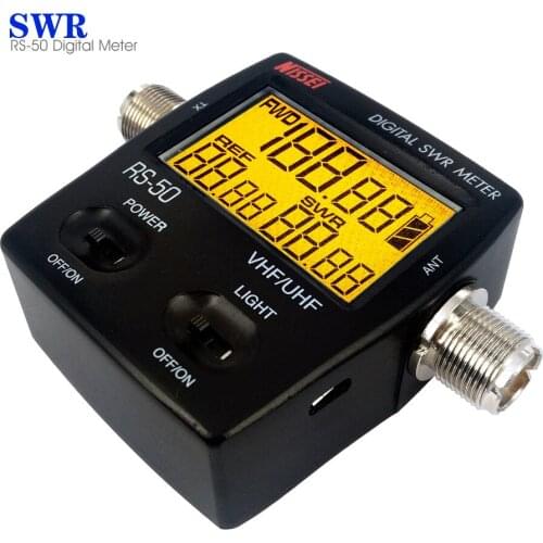 RS-50 Digital SWR/Watt Meter LED Backlight UHF VHF M Type Connector 120W for Kenwood Baofeng Walkie Talkie RS50