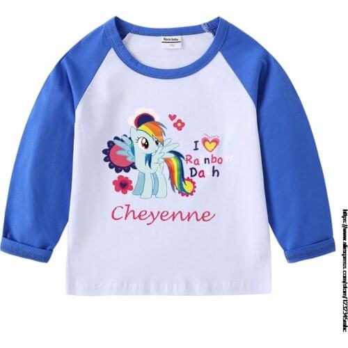 My Little Baby girl pony Girls' T-shirt Girls Long Sleeve O-neck T-shirt Bottom Shirt Cotton Childrens Long Sleeve T-shirt