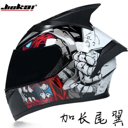 JIEKAI Cool Tail Dual Lens Professional Motocross Helmet Full Face Racing Helmet DOT Approved Capacete Casco Helmet Motorcycle