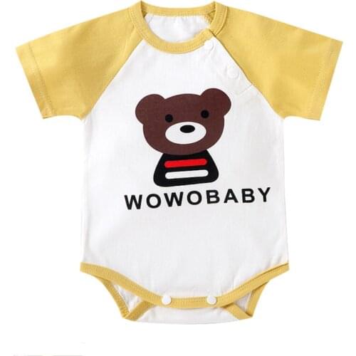 New Summer Baby Clothing Short Sleeve Cotton Rompers Cartoon Animal Onesies Infant Boys Girls Toddlers Triangle Playsuits