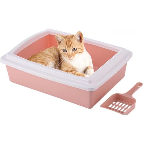 Cat Litter Box With Scoop Pet Toilet Anti Splash Kitten Bedpan Puppy Waste Cleaning Plastic Sand Box Small Pets Pee Tray Trainer