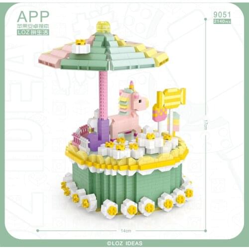 LOZ diamond Blocks 2140 pcs+ City Street view Series Matcha Cake with unicorn funny small piece конструктор Pressure relief toys