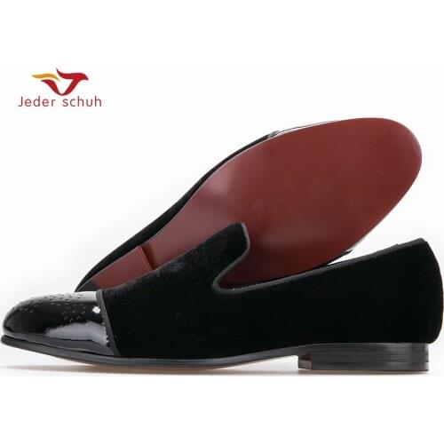 New Style Patent Leather Toe With Bullock Punch Handmade Men Velvet Shoes Wedding And Party Men Loafers MenS Flats