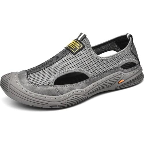 2021 New Summer Mens Mesh Sandals Fashion Breathable Lightweight Beach Sandals Outdoor Non-slip Soft Wading Shoes Big Size