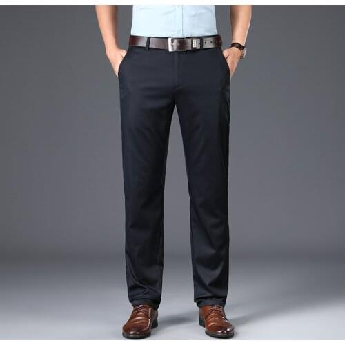 2021 New Arrival Casual Pants Men Mid Waist Straight Formal Long Trouser Adult Solid Color Flat Design Pant Business Men