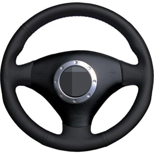 Car Steering Wheel Cover Black Genuine Leather For Audi A3 2000-2003 A4 2003-2005 RS 6 2003 S4 2004-2006 TT 2001-2006